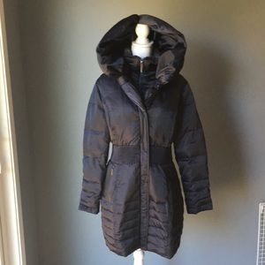 Jennifer Lopez Puffy Down Hooded Coat Navy Blue L